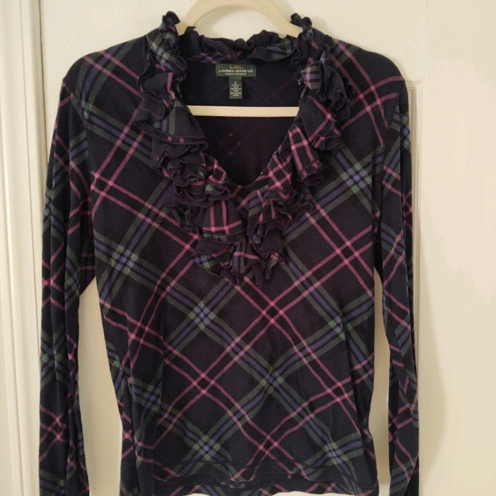 EUC szs Ralph Lauren blue plaid top
